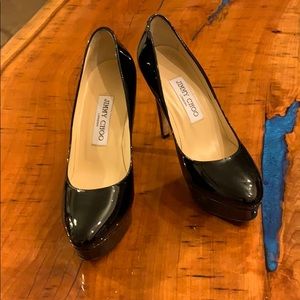 Gorgeous Black Patent Jimmy Choos Platforms